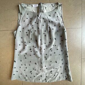 Akris Punto Pale Gray Dotted 100% Silk Sleeveless Blouse Top-Sz. 4